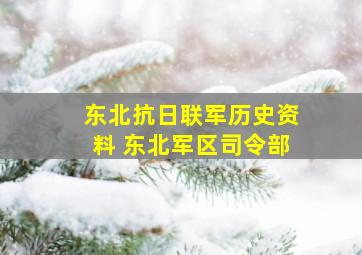 东北抗日联军历史资料 东北军区司令部